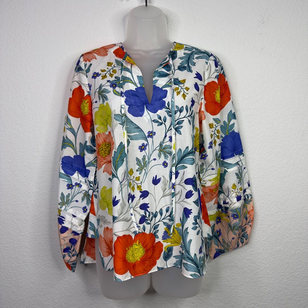 Kobi Halperin Cassie Shirt Womens XS Floral Cotton Silk Tropical Romantic Boho